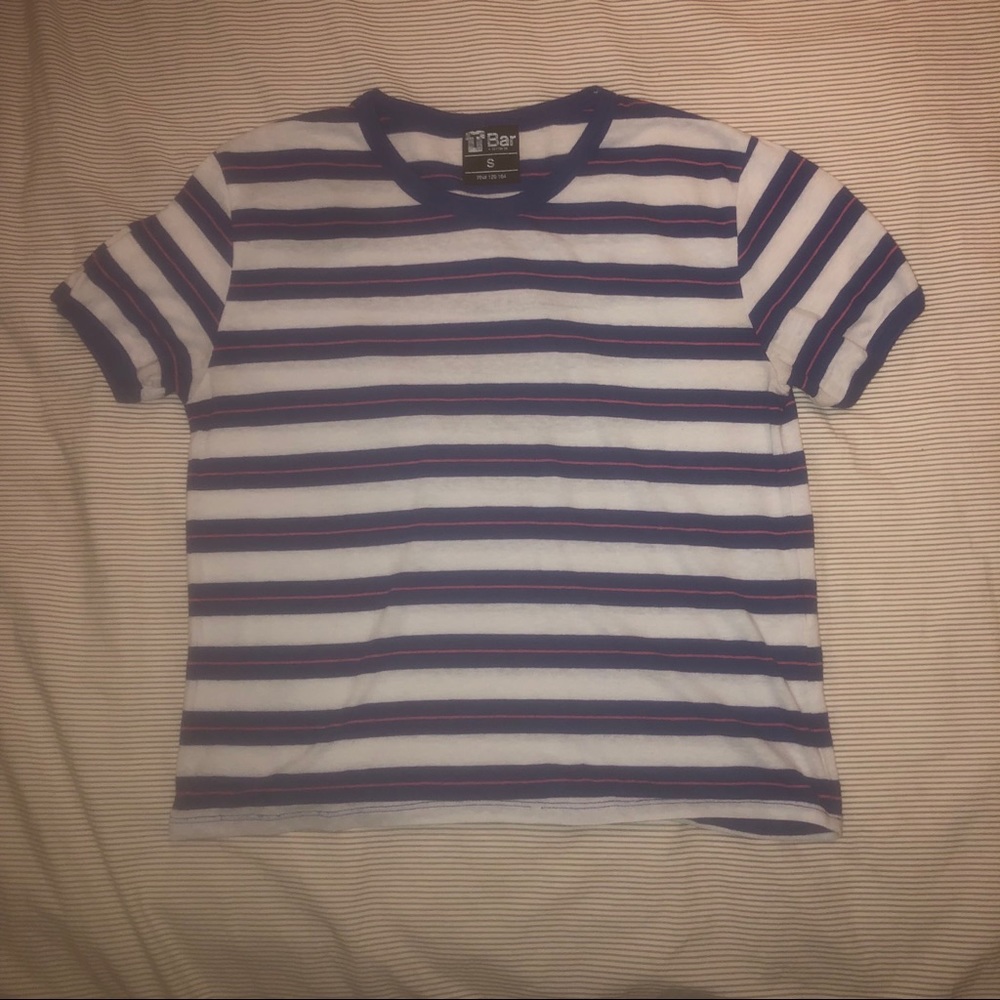 COTTON ON BLUE/RED STRIPED CROP TOP